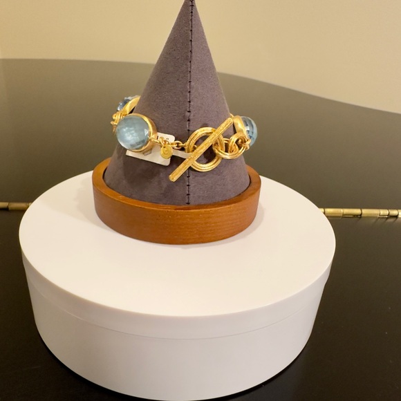 Julie Vos NWT authentic luxury minimalist Iridescent Chalcedony Blue Bracelet - Picture 9 of 17